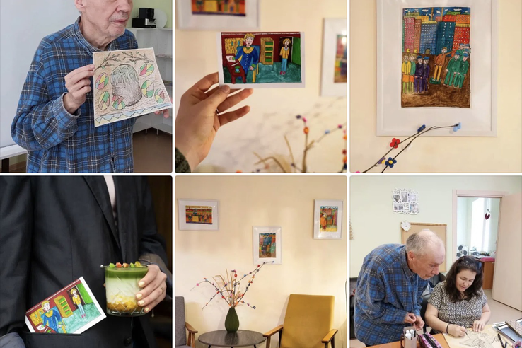 Взгляд из ПНИ, полный цвета и жизни: открылась выставка художника из ПНИ посёлка Будогощь